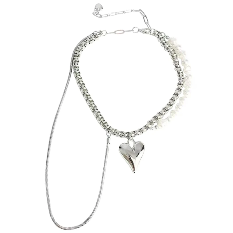 Богемное ожерелье с подвеской в виде сердца, Жемчужное колье в виде сердца, цепочка для ключиц в стиле хип-хоп, ювелирные изделия для женщин, подарок для девочек-подростков