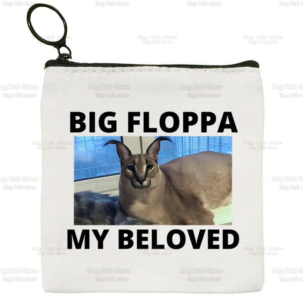 Большой холщовый кошелек для монет Floppa с логотипом Custompattern, Милый Забавный Кошачий мешочек для хранения, холщовая сумка, Новая сумка для монет, Кошелек для ключей