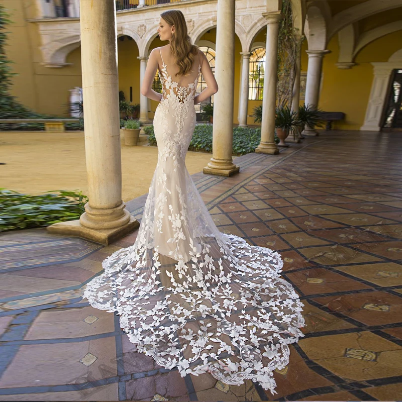 Винтажные свадебные платья Русалки с открытой спиной, кружевные аппликации, свадебное платье Sposa Vestidos для новобрачных, платье для помолвки, сшитое на заказ, Большой размер