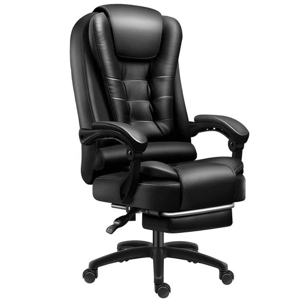Вращающееся массажное офисное кресло с высокой спинкой, латексная подушка, 7-часовая кожаная, удобная, с подставкой для ног, игровой стул для интернет-кафе.