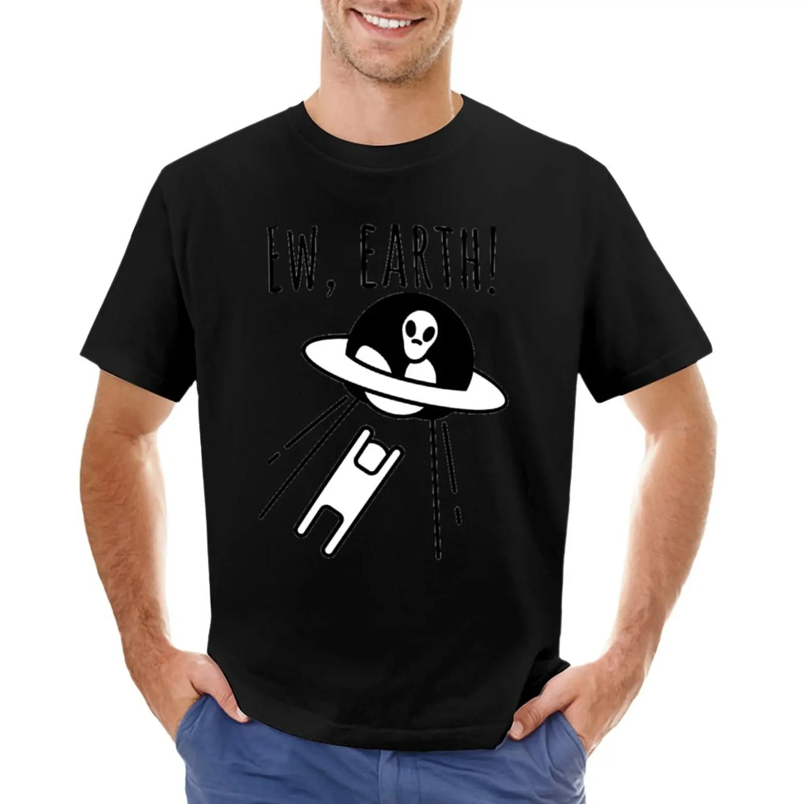 Всемирный день НЛО, забавная Футболка с инопланетянином, черные футболки, футболка с аниме, короткие облегающие футболки для мужчин