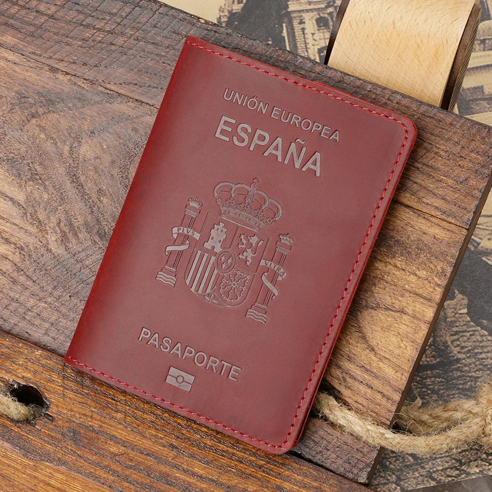 Высококачественная обложка для паспорта из натуральной кожи Испании, держатель кредитной карты Espana, винтажный мужской женский футляр для паспорта, дорожный кошелек, сумка для хранения