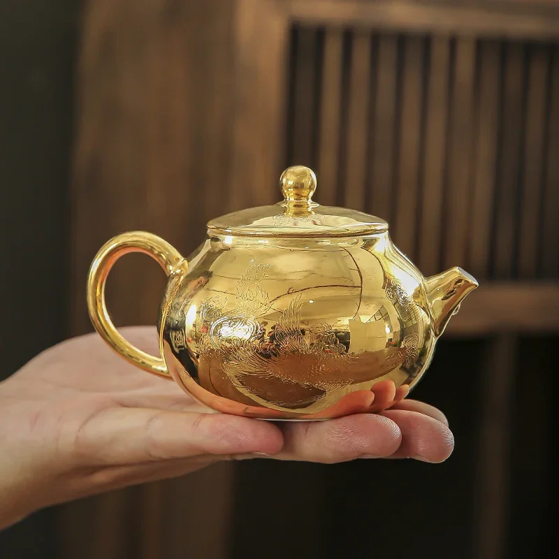 Высококачественный Позолоченный Чайник Dragon Phoenix Xishi, Чайный Сервиз Кунг-Фу, Китайский Винтажный Керамический Чайник, Подарочная Коробка Для Чайной Чашки