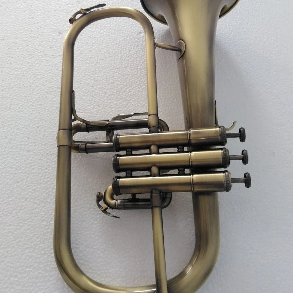 Высококачественный латунный флюгельный рожок Bb тона, старинный бронзовый джазовый инструмент американского ремесленного производства с футляром по индивидуальному заказу