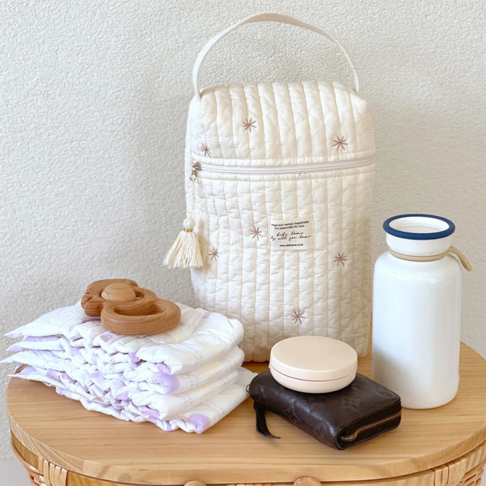 Вышитая сумка для мамы, подвесная коляска на молнии, переносная сумка для хранения подгузников, Стеганая хлопчатобумажная сумка для хранения, многофункциональные маленькие сумки