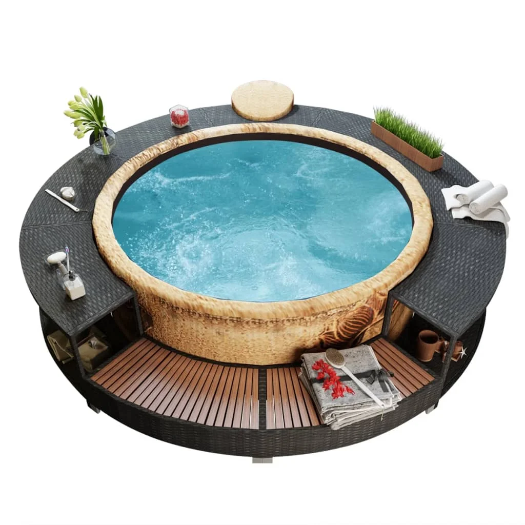 Гидромассажная ванна из полиротанга, обрамляющая спа-салон, шикарная современная мебель для патио из тропической древесины лиственных пород, быстрая доставка