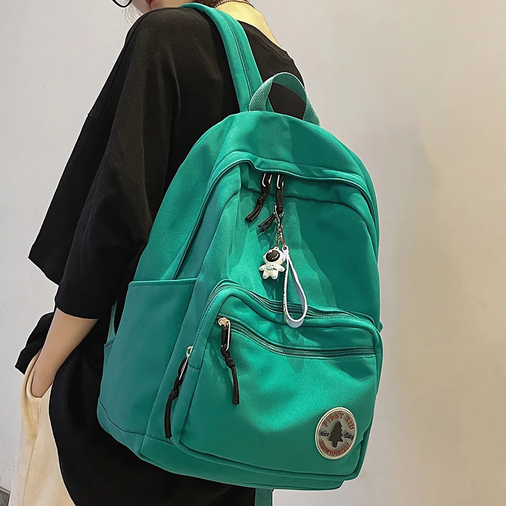 Девушка Сплошной цвет Модная школьная сумка Студентка Колледжа Женский рюкзак Модный Дорожный Женский Ноутбук Милый Рюкзак Зеленый Новая Женская сумка