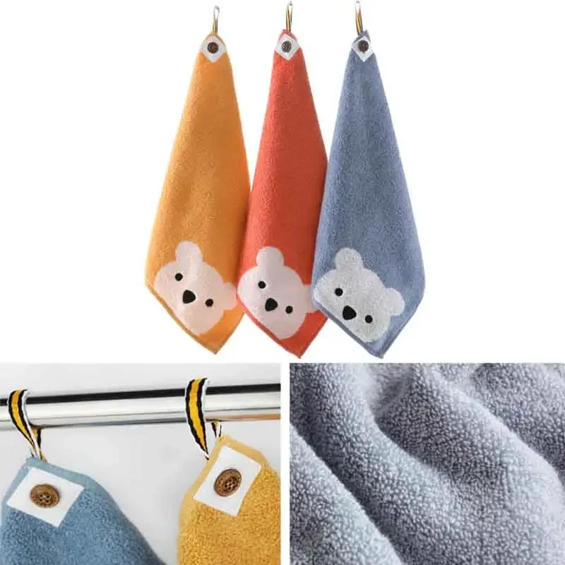 Детские полотенца с изображением милого мультяшного мишки, подвешиваемые для рук, Мягкие Хлопчатобумажные детские товары для ванной комнаты