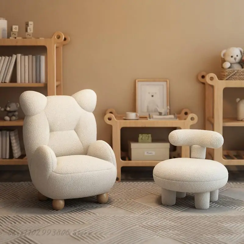 Детский диван в стиле ягненка Бархатно-кремового цвета, кресло-мишка, милое детское одноместное мультяшное сиденье, Мини-ленивая маленькая Современная простая мебель Divano