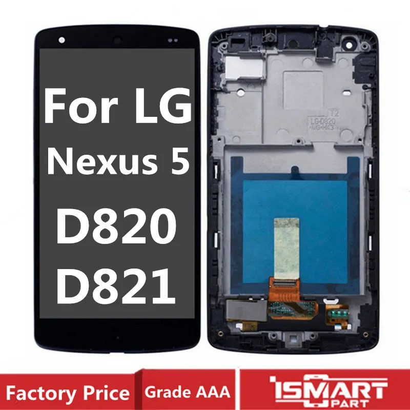 Для LG Google Nexus 5 D820 D821 ЖК-дисплей с сенсорным экраном в рамке, дигитайзер в сборе с заменой рамки, черный, красный