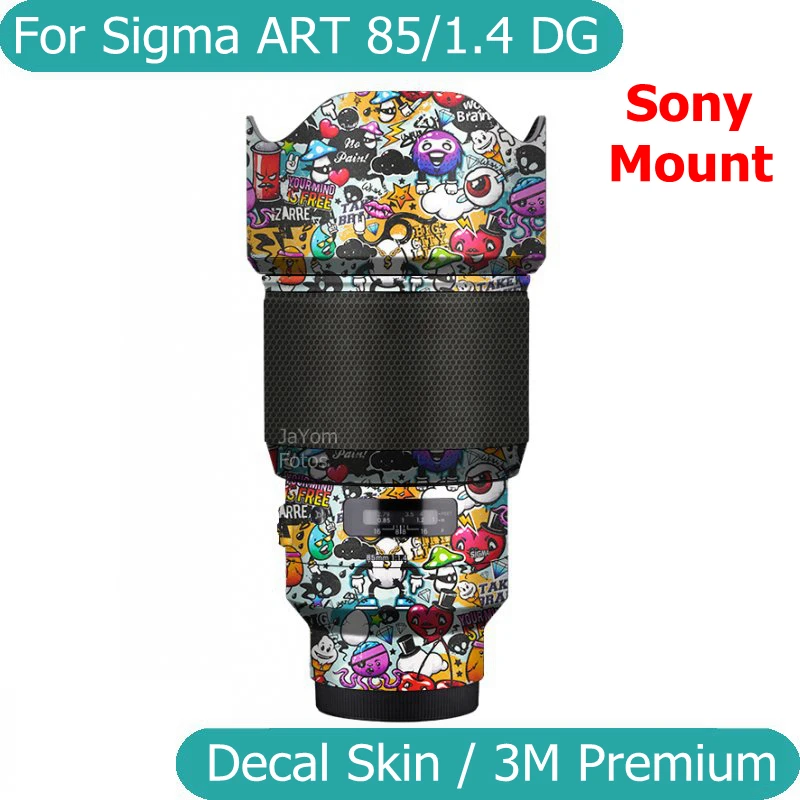 Для Sigma ART 85 1.4 DG HSM (для Sony E Mount) Наклейка на кожу Виниловая пленка для обертывания Объектива камеры Защитная наклейка для тела 85 мм F1.4 F / 1.4