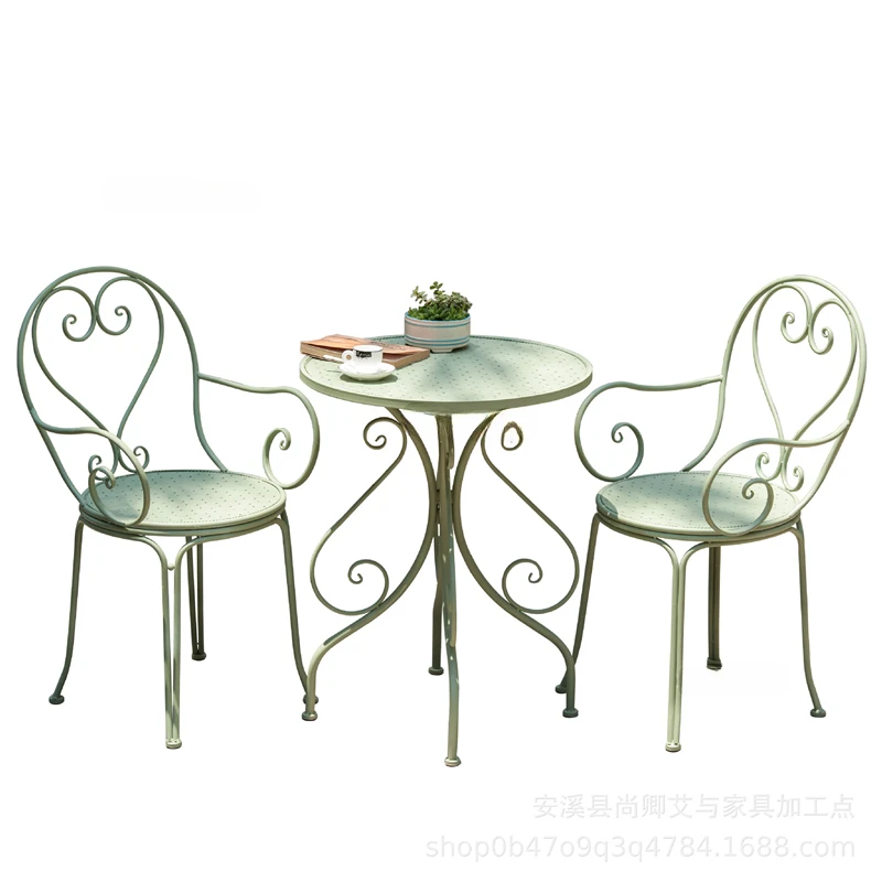 Европейские наборы железной садовой мебели в стиле ретро, стол и стулья для кафе, обеденный стол и стулья для сада на открытом воздухе