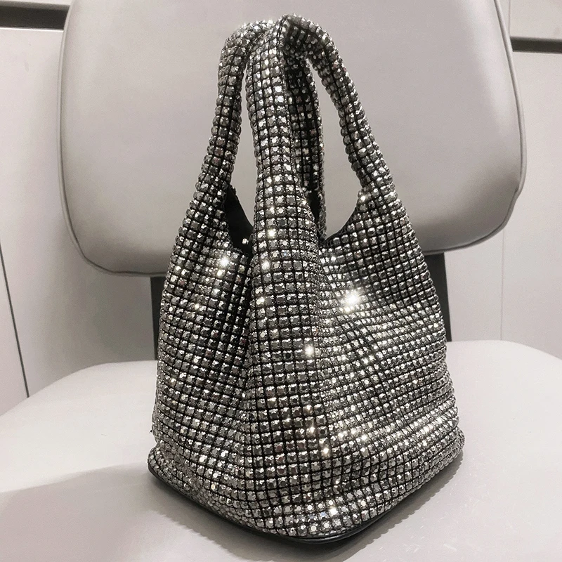 Женские вечерние клатчи со стразами, кошельки и сумочки, роскошная дизайнерская сумка через плечо, клатч с блестящими кристаллами, сумочка-ведро