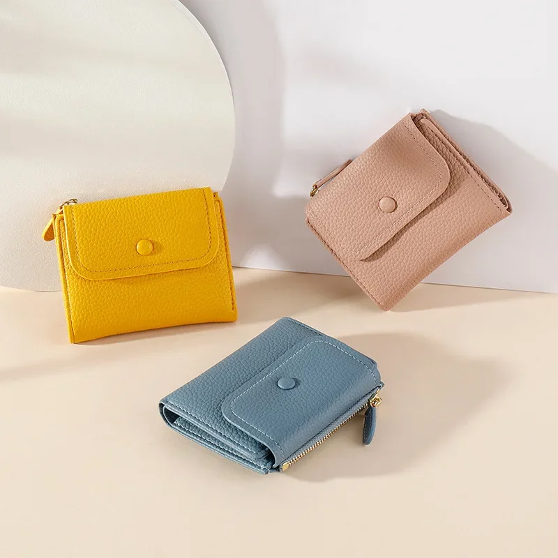 Женские кошельки из искусственной кожи, мини-дамский короткий карман-портмоне, Желтый женский кошелек, сумка-портмоне для девочек, Billeteras Para Mujer