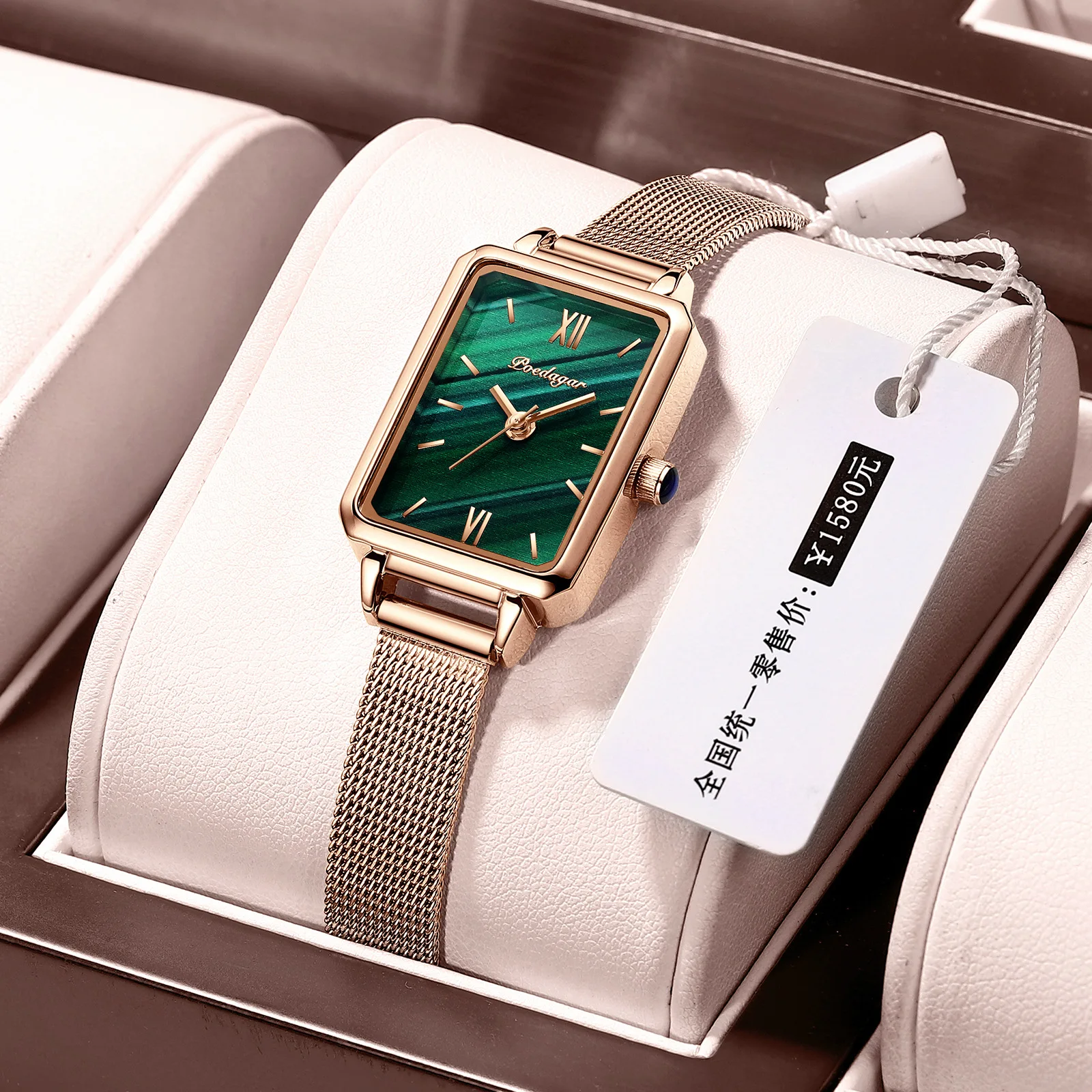 Женские часы POEDAGAR, Японский кварцевый механизм, Высококачественные Водонепроницаемые Женские часы, Сетка из нержавеющей стали, Розовое золото, Простые часы