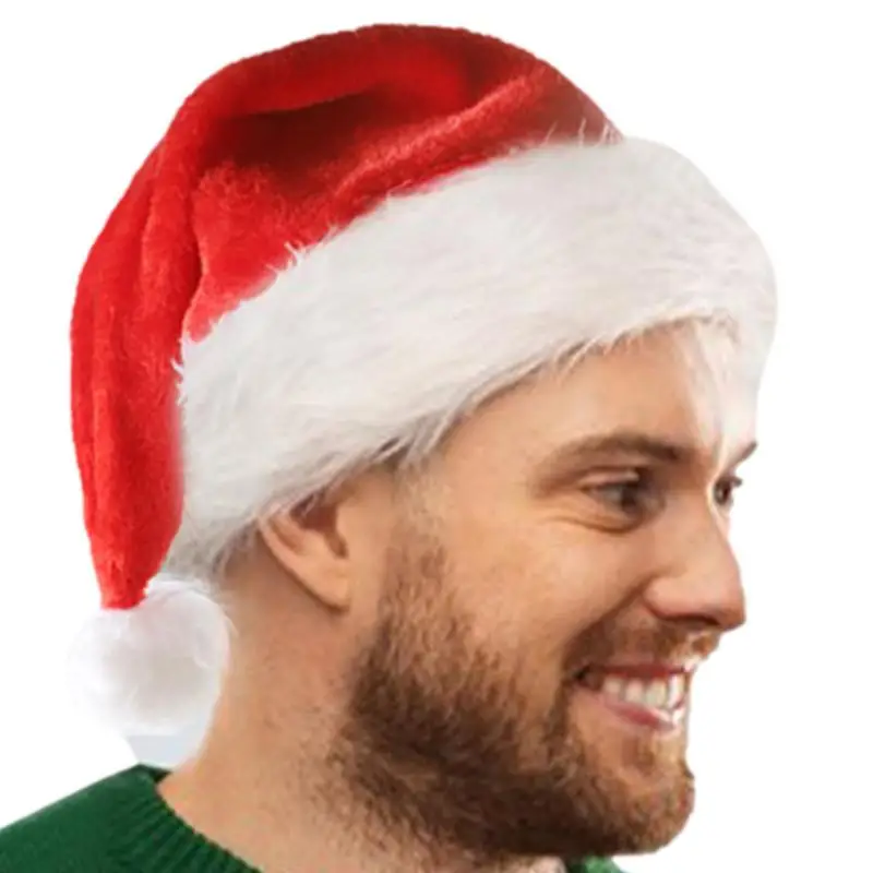 Загорающиеся новые плюшевые рождественские шляпы, загорающиеся красные и белые Праздничные Шляпы Санта-Клауса, Рождественский подарок Универсального размера для вечеринок для