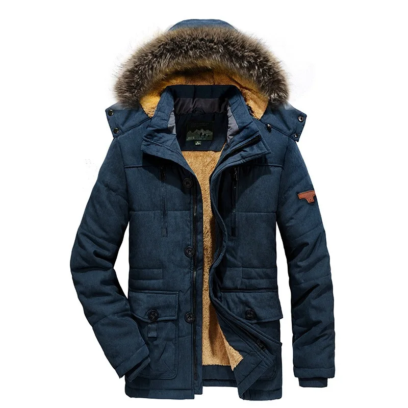 Зимняя мужская куртка Extra Large 7XL средней длины, пуховик, повседневная теплая парка с капюшоном, высококачественная мужская рабочая куртка с несколькими карманами