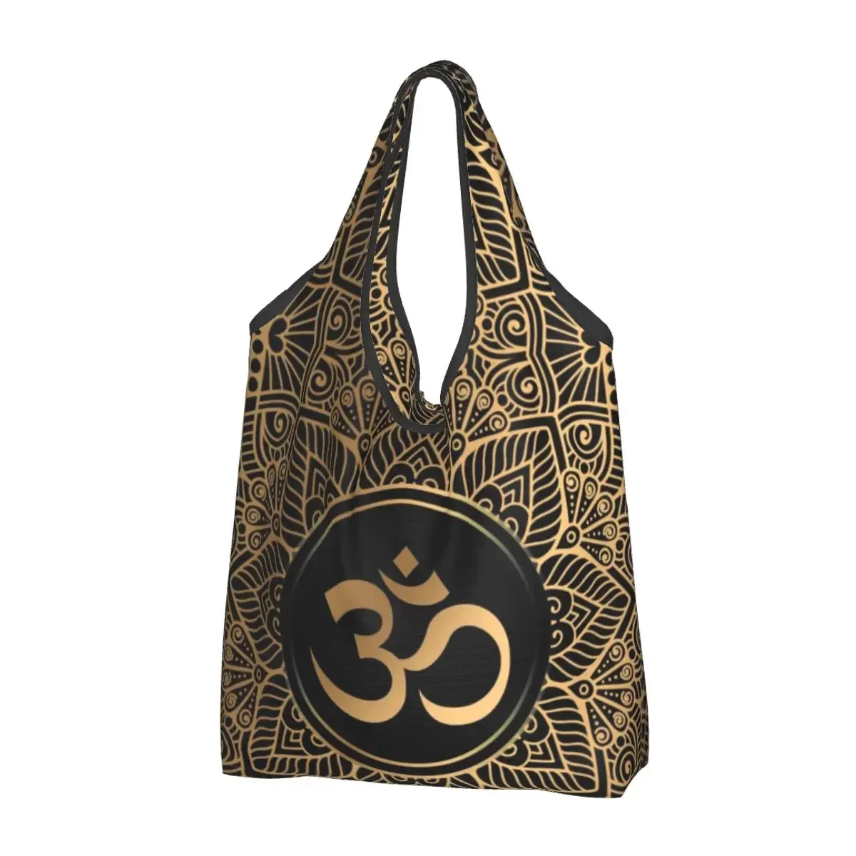 Золотая Ом Мандала Сумки для покупок с продуктами Kawaii Shopper Tote Сумки через плечо большой емкости Портативная сумка Henna Aum