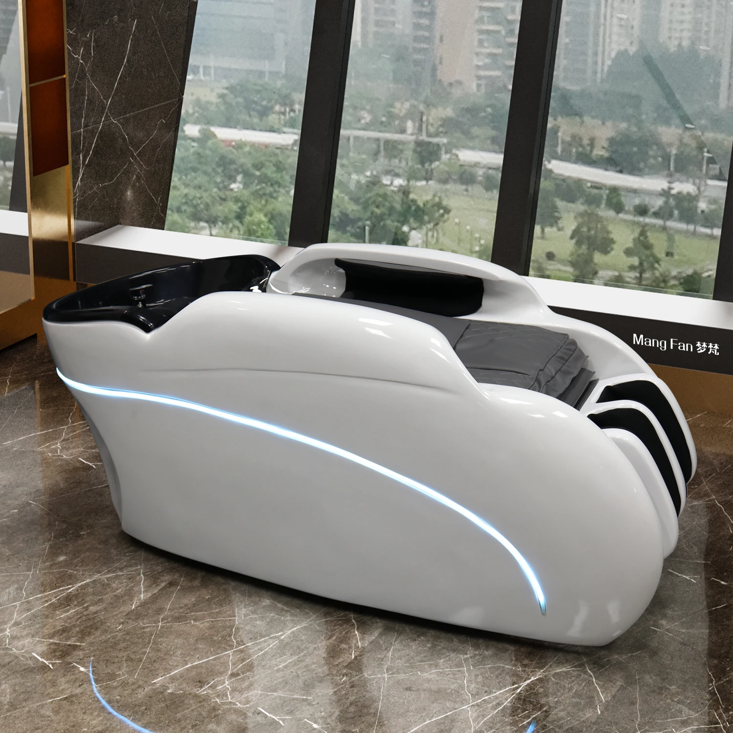 Индивидуальная многофункциональная интеллектуальная электрическая массажная кровать для шампуня с подсветкой, специализированный парикмахерский салон flushi