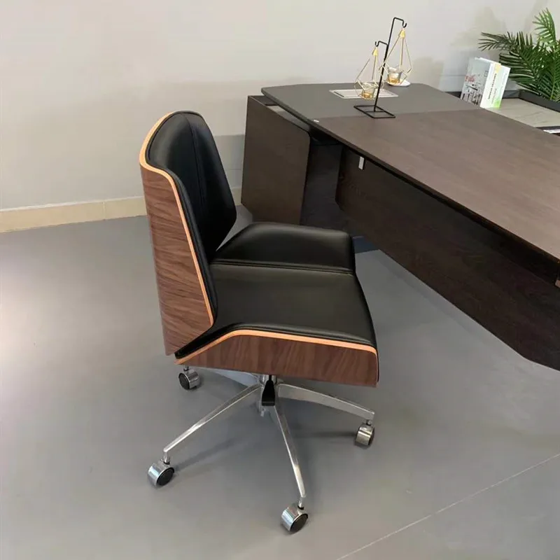 Индивидуальное современное офисное кресло-подъемник из массива Дерева Современное простое кожаное компьютерное кресло Модельер Boss Lift Chair
