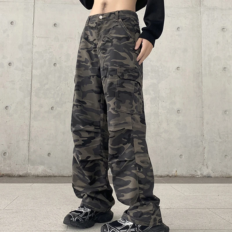 Камуфляжный комбинезон мужской свободного кроя с прямой трубкой модный бренд ins персонализированные универсальные длинные штаны для десантников