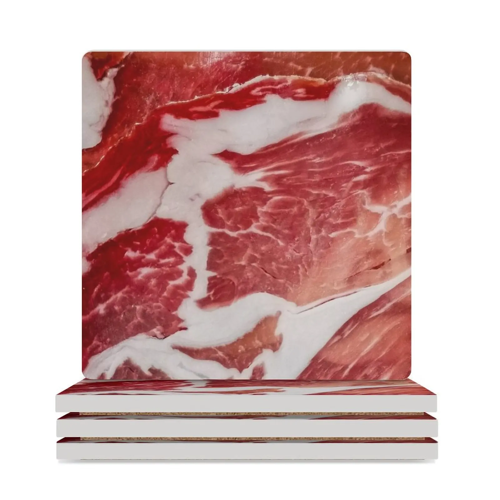 Керамические подставки с текстурой мяса крупным планом (квадратные) персонализируйте забавную плитку для керамических подставок
