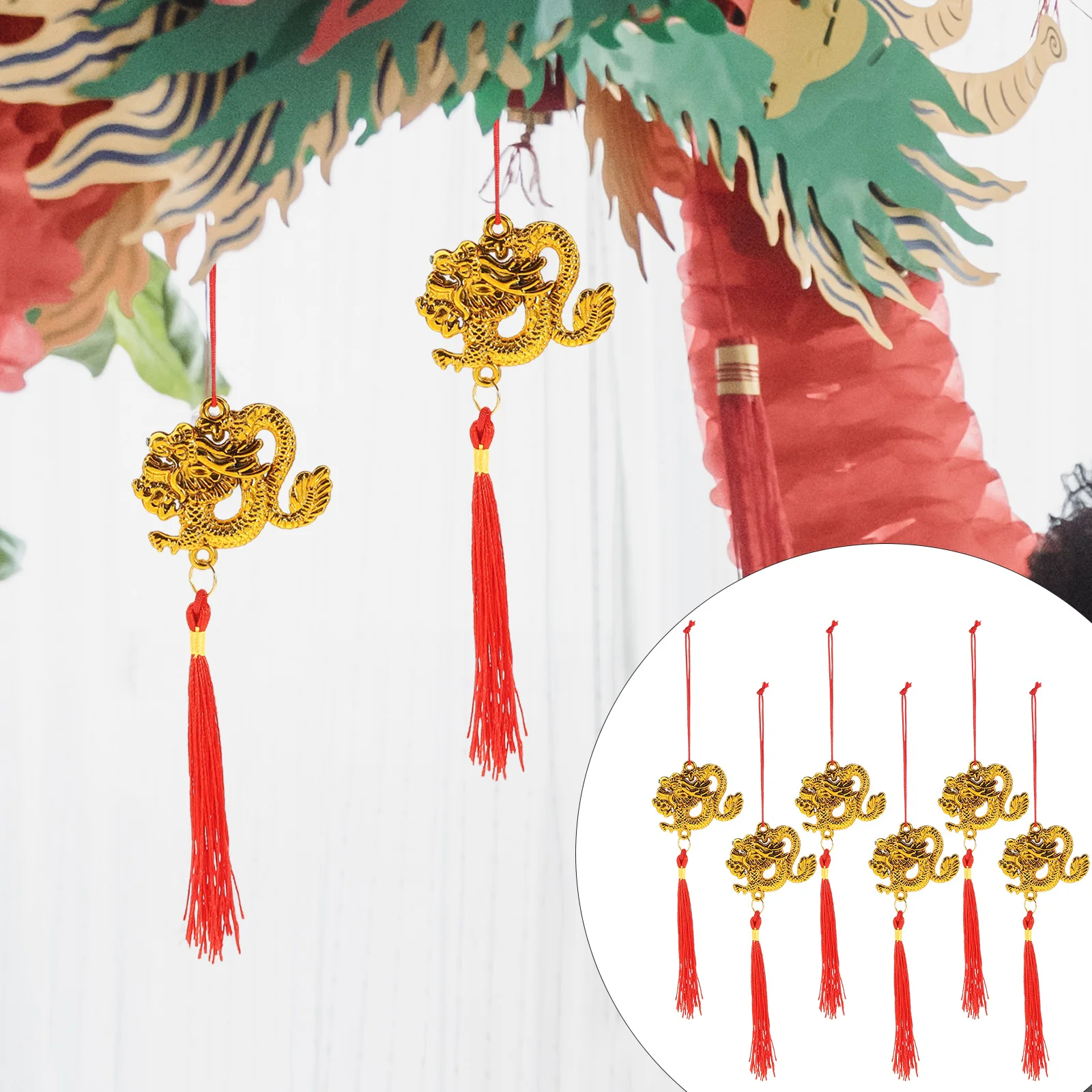 Китайский Стиль Подвесное Украшение Новогодние Украшения Кисточкой Дракон Кулон Бонсай Декор
