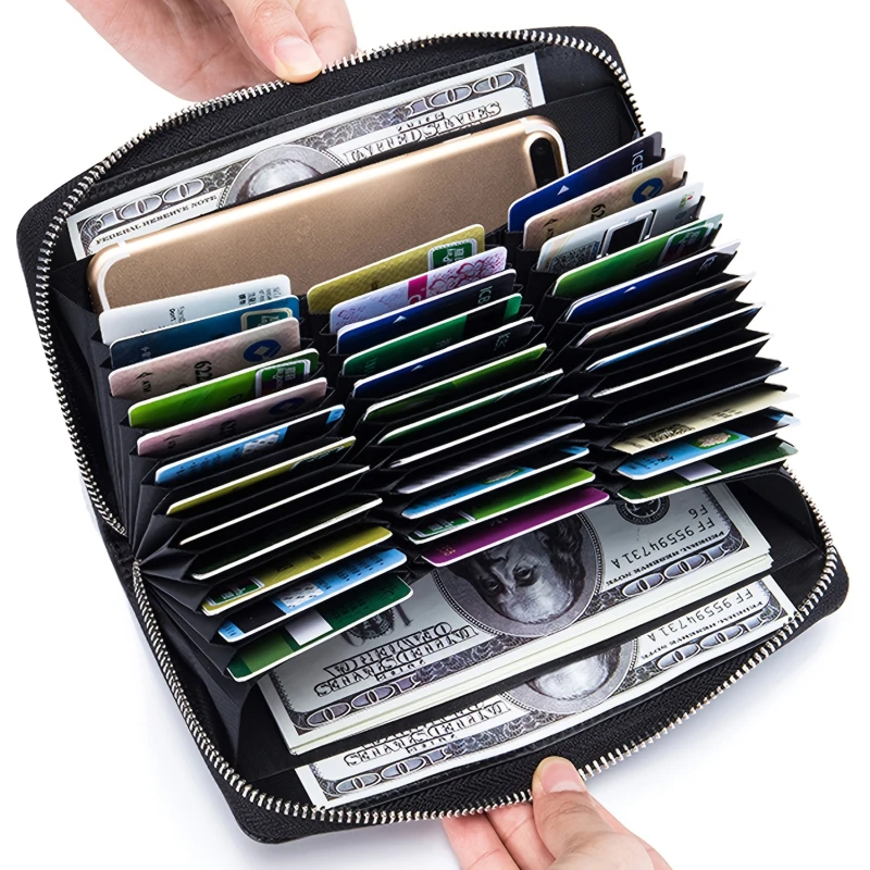 Кожаный Женский мужской кошелек, длинный клатч для телефона, держатель для кредитной карты, противоугонная обложка для паспорта, деловой кошелек