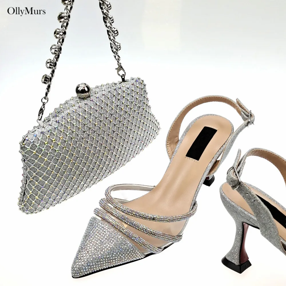 Комплект специальной женской обуви и сумок африканского дизайна, итальянские туфли-лодочки со стразами, комплект обуви и сумок для вечеринки, размер 38-43