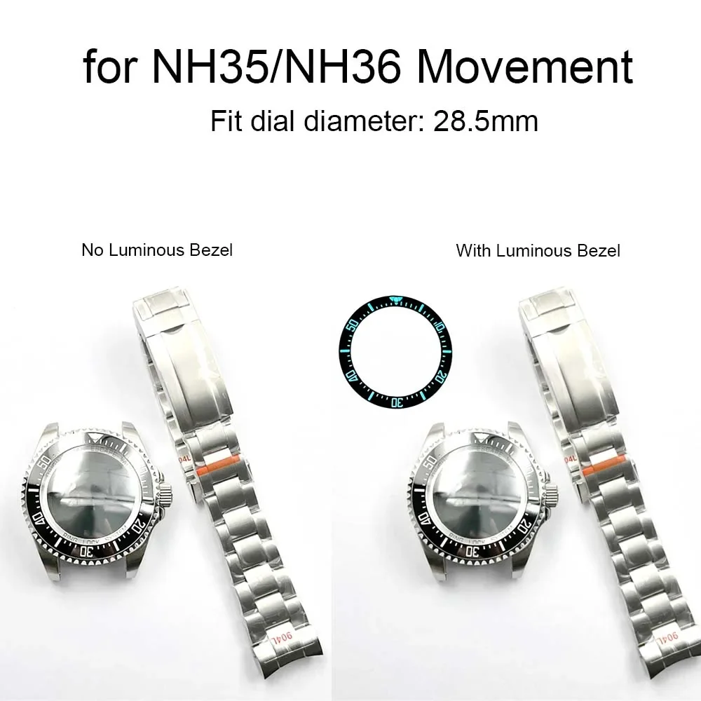 Корпус NH35 размером 44 мм, ремешок из нержавеющей стали, ремешок для часов с механизмом NH36, модифицированные детали, аксессуары для механических часов, инструменты для ремонта