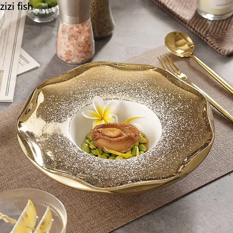 Креативная керамическая обеденная тарелка неправильной формы, Толстая Суповая тарелка, Десертная тарелка, тарелки для пасты, салатные тарелки, специальная посуда для ресторана