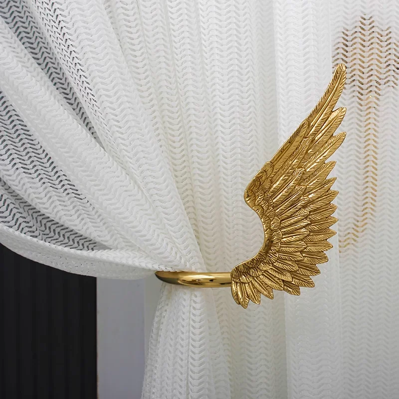 Креативный американский латунный крючок для штор с крыльями Ангела, фойе, золотой крючок, легкое роскошное украшение в стиле ретро, настенный крючок