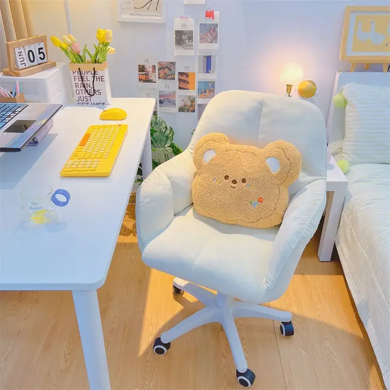 Кресло для домашнего офиса Компьютерное пространство для спальни в общежитии с удобным поворотным на 360 ° подъемным поручнем для заднего стола, кресло для письма