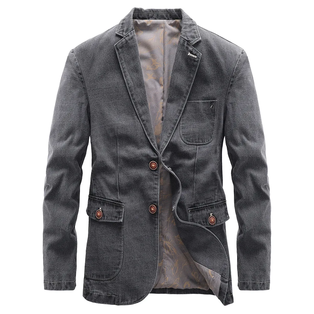 Куртка, Весеннее пальто, Джинсовая ткань для отдыха, мужская Брендовая верхняя одежда, Размер костюма, Блейзер 4XL Slim Plus Casual