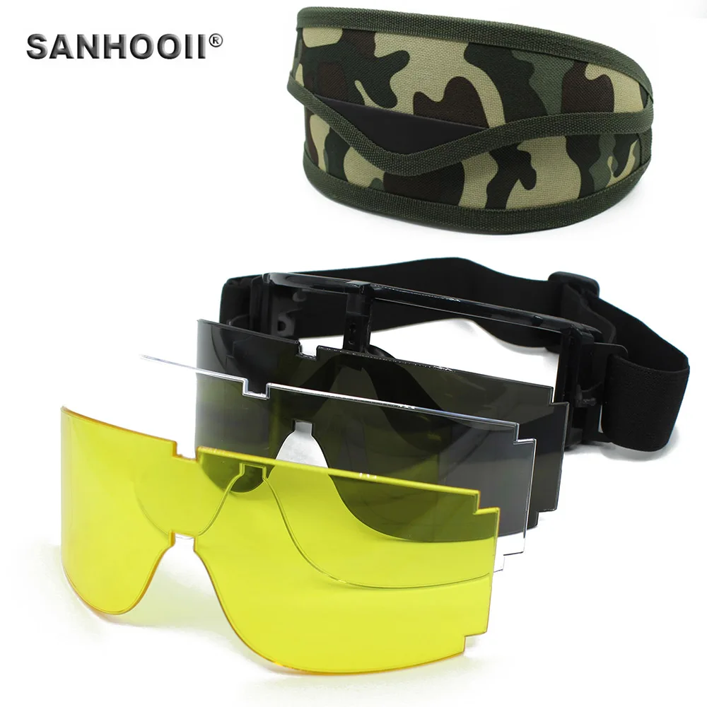 Лучшие военные очки для стрельбы из страйкбола, тактические пуленепробиваемые Солнцезащитные велосипедные очки для спорта на открытом воздухе, Мотоциклетные очки, Защитные очки с 3 линзами, черные