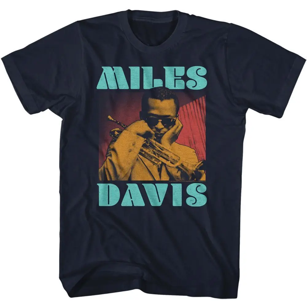 Майлз Дэвис, трехцветная темно-синяя футболка для взрослых