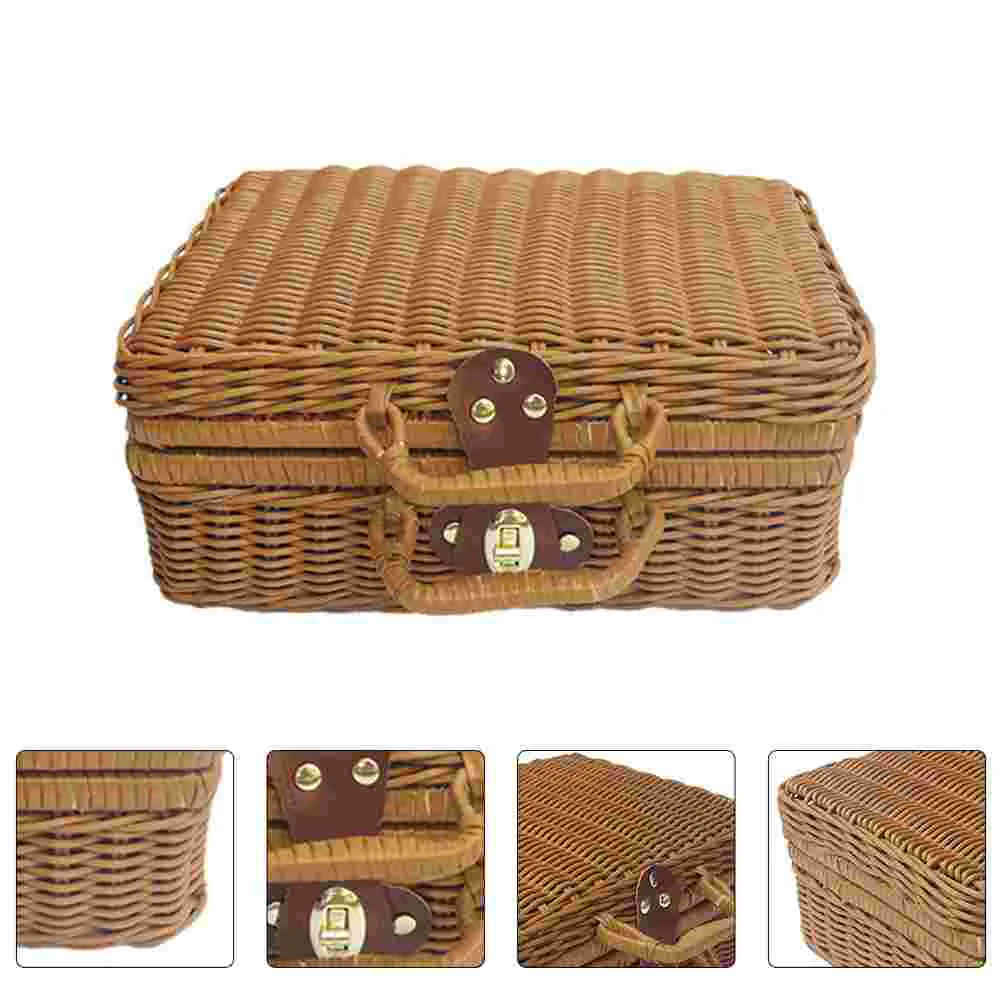 Маленькая плетеная корзина для пикника Плетеная корзина для дорожных принадлежностей Корзина для хранения кемпинга на открытом воздухе