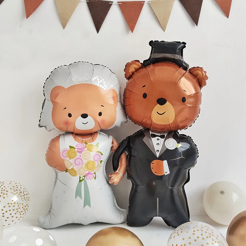 Медведь Жених и Невеста Фольгированные гелиевые Воздушные Шары для Свадьбы Украшение свадьбы Помолвка ballon Love globos Поставки