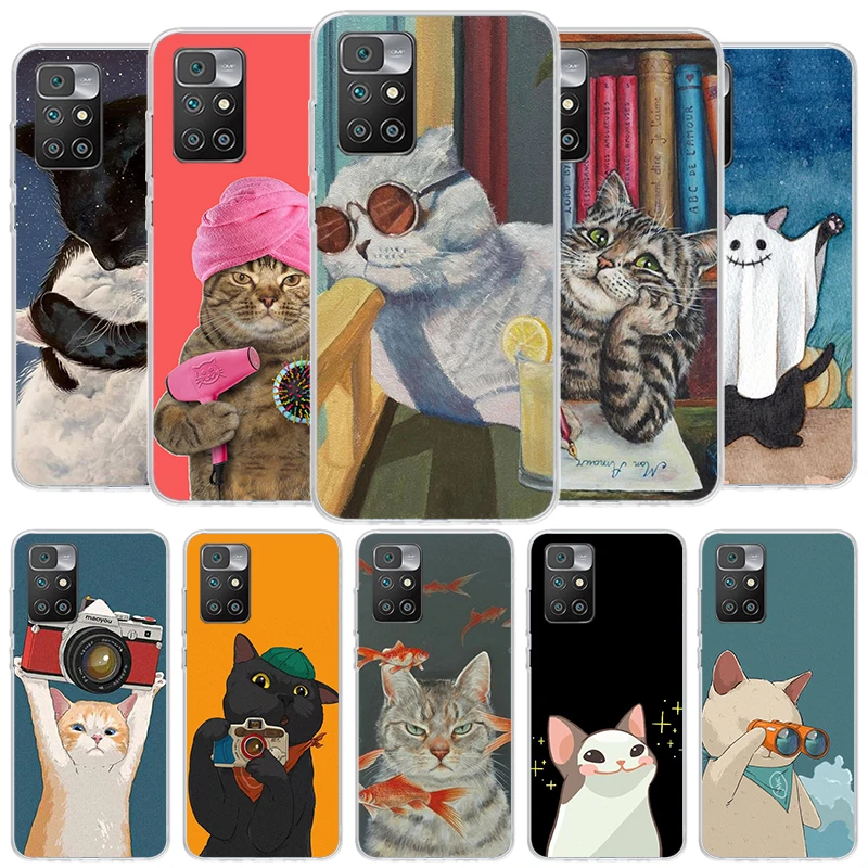 Милый Мультяшный Чехол Lucky Cats для Xiaomi Redmi 12C 12 10C 10 10A 9C 9 9A 9T Чехол Для телефона 8 8A 7 7A 6 6A K20 K40 Pro S2 Прозрачная Оболочка