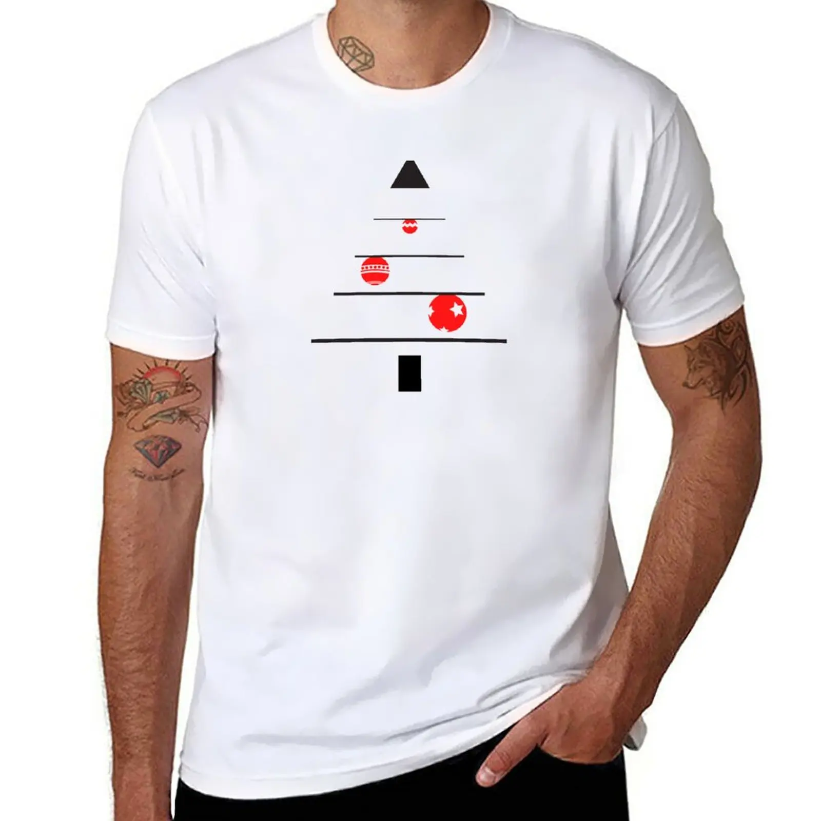 Минималистичная футболка с рождественской елкой, обычная футболка, футболки для тяжеловесов, черные футболки, комплект мужских футболок