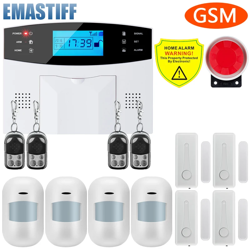 Многоязычный ЖК-дисплей Gsm Домашняя сигнализация, цифровая охранная GSM сигнализация для дома, Автодозвон, двусторонний домофон