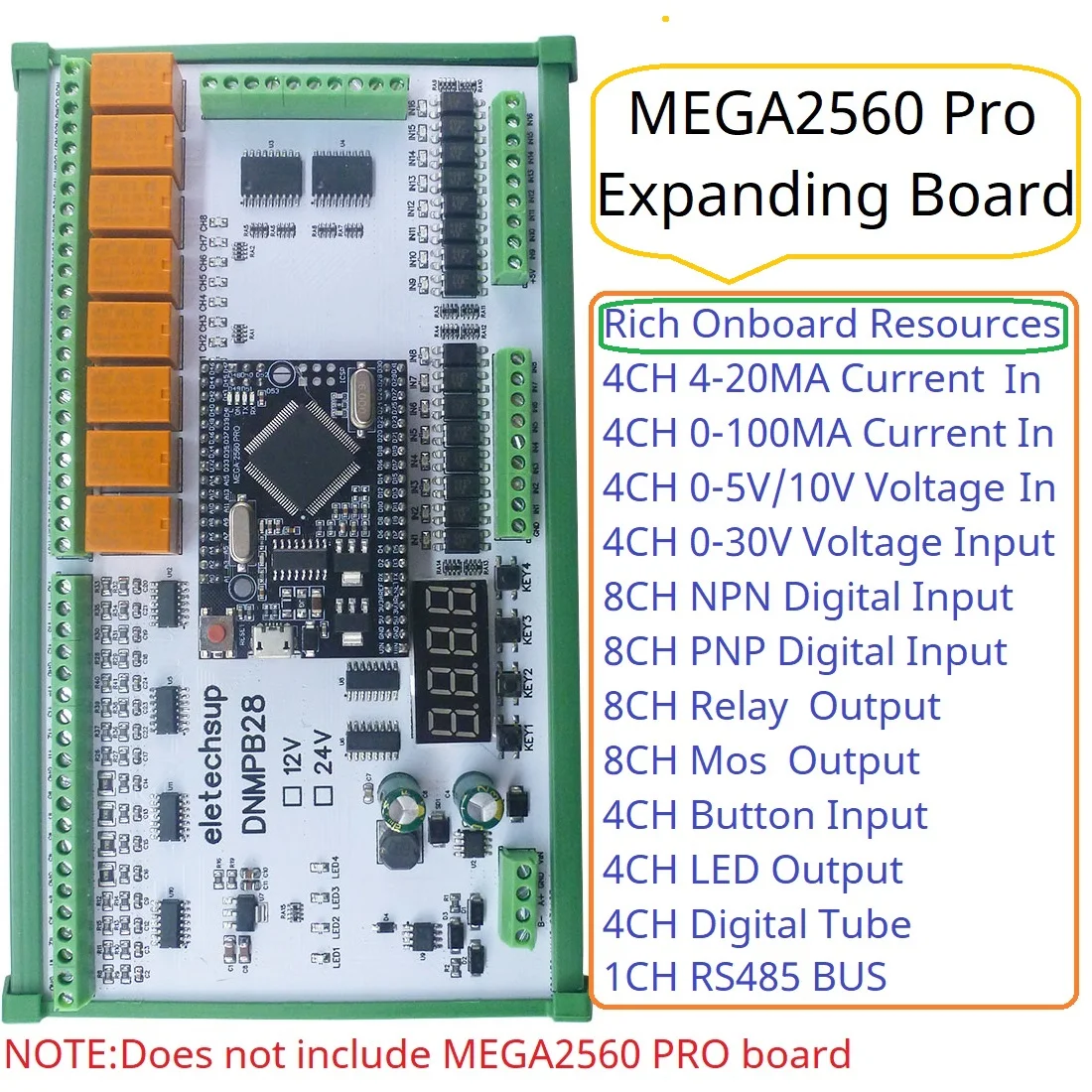 Мокрый Контакт MOS RS485 16AI-16DI-16DO 4-20MA 0-10V Текущее Напряжение DryRelay 12V 24V MEGA2560 Pro Простая плата ввода-вывода PLC для Arduino