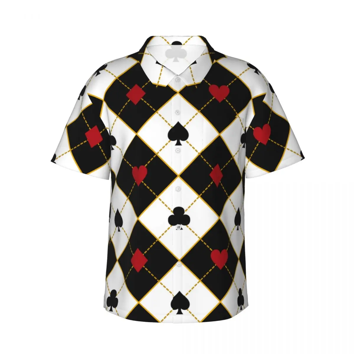 Мужская рубашка, карточные костюмы, рубашка для королевского покера с коротким рукавом, Летняя рубашка, Мужская рубашка с отложным воротником и пуговицами, мужская одежда