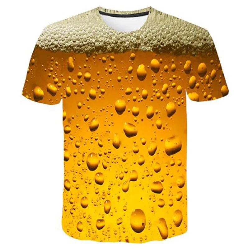 Мужская футболка FEMSKIS с 3D-печатью, освежающий пивной узор, повседневный топ с короткими рукавами, базовый стиль, уличная мода, фиолетовый, красный, желтый