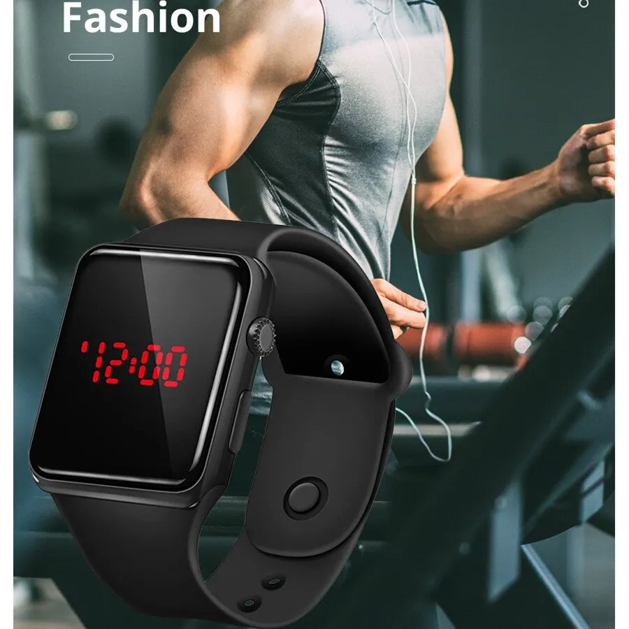 Мужские и женские спортивные часы, электронные цифровые часы со светодиодной подсветкой, модные и минималистичные функции, молодежные спортивные электронные часы
