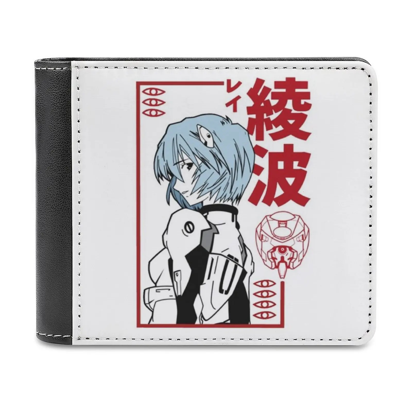 Мужской кожаный кошелек Ayanami, классический черный кошелек, держатель для кредитных карт, модный мужской кошелек с персонажем мультфильма Ayanami Роботом