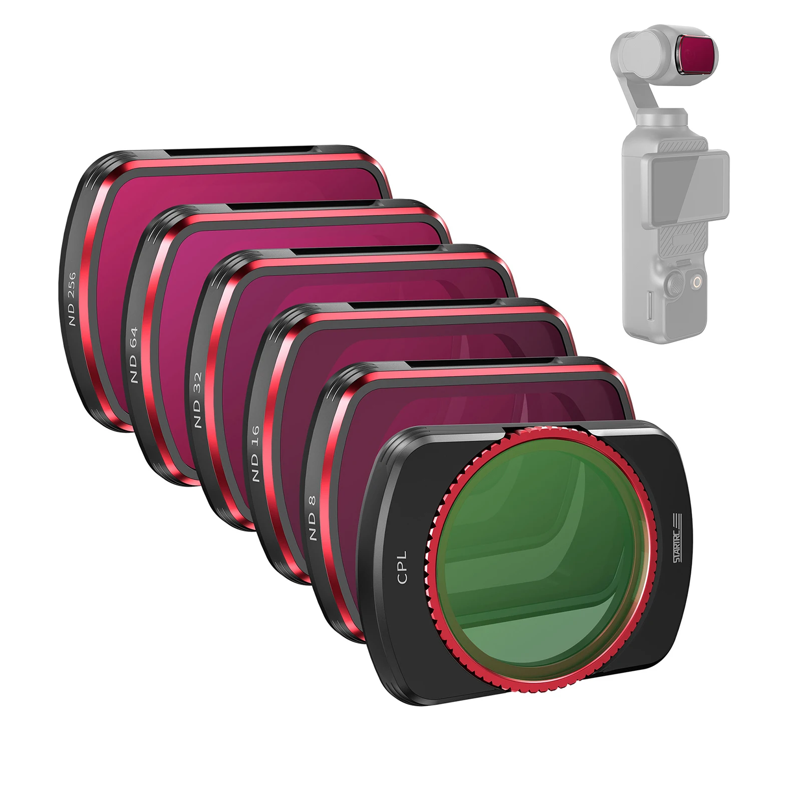 Набор фильтров STARTRC из 4 упаковок, Комплект фильтров для объектива, Фильтры ND16/ND64/256 /32, Алюминиевая рамка, Совместимая с DJI Pocket 3