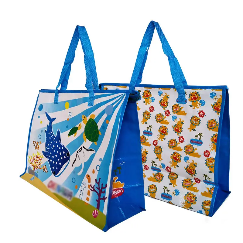 Напечатанные на заказ многоразовые продуктовые складные сумки из полипропилена, ламинированные тканые сумки для покупок с застежкой-молнией