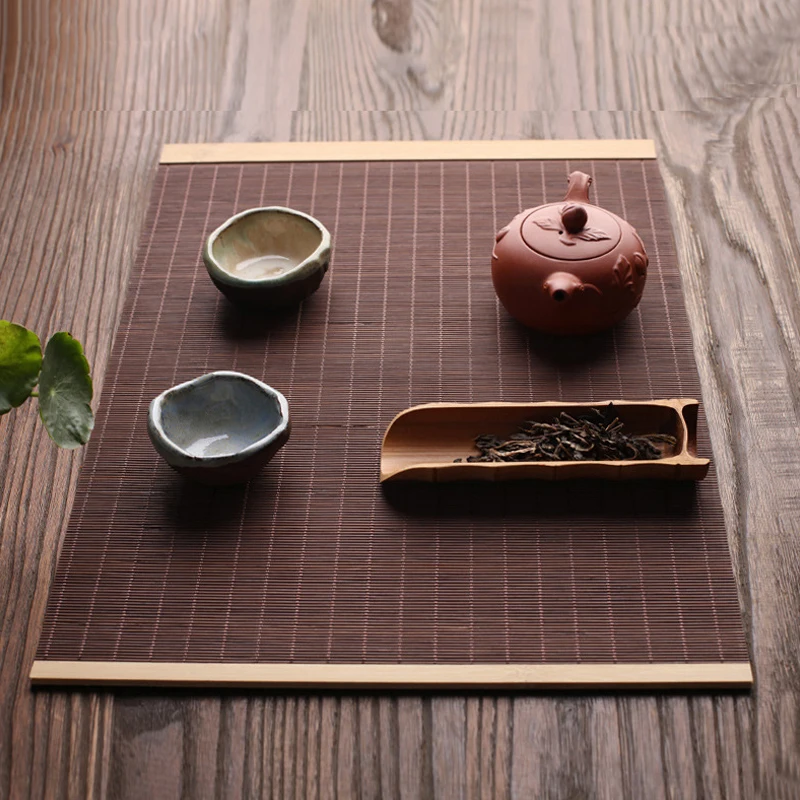 Натуральный Бамбуковый коврик для Приготовления чая Placemat 8 Размеров Украшение Стола для Домашней Столовой В Китайском Стиле Аксессуары Для Посуды