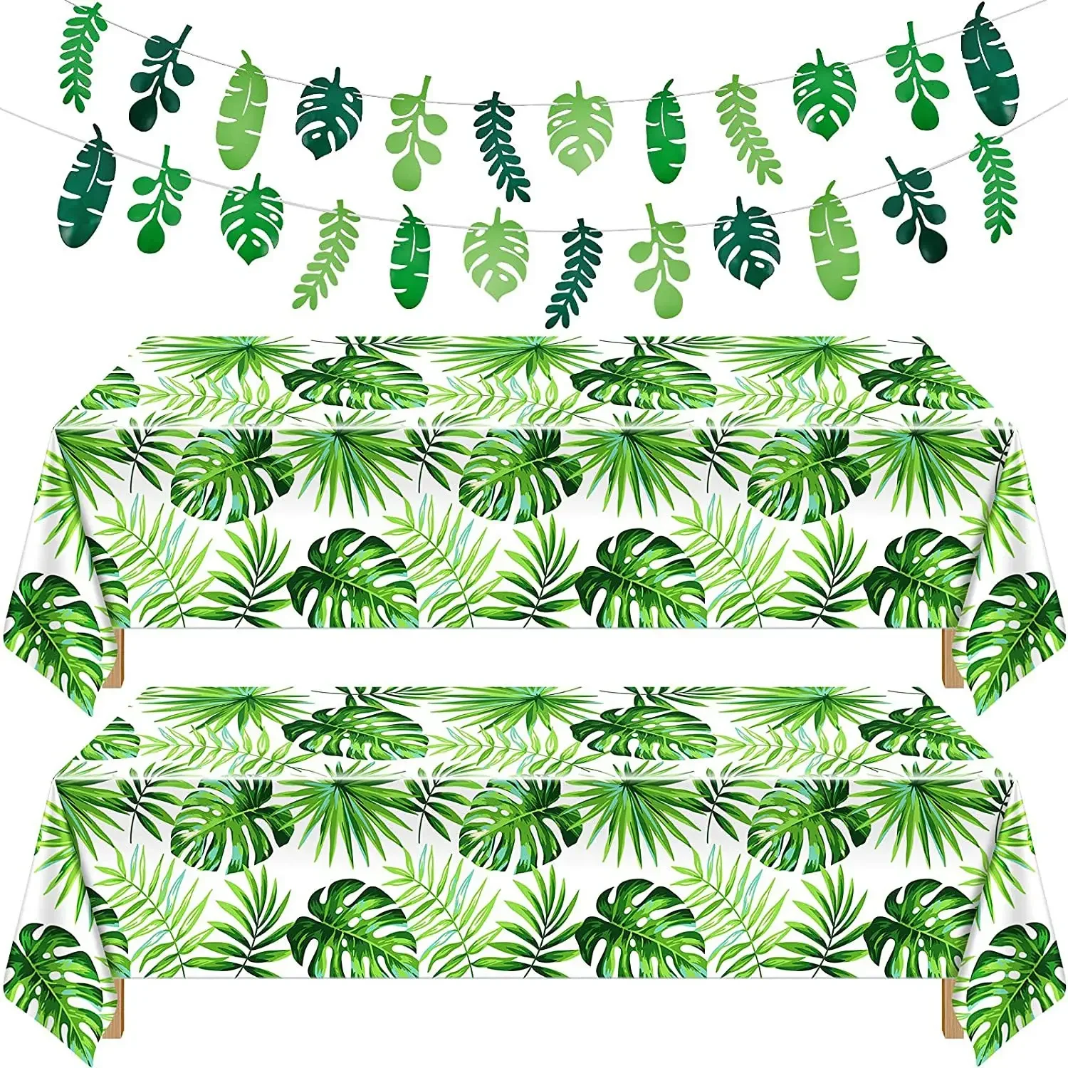 Новая Гавайская праздничная скатерть из пальмовых листьев, Тропический Зеленый лист, одноразовая полиэтиленовая скатерть, Праздничный декор для вечеринки с Днем рождения для детей